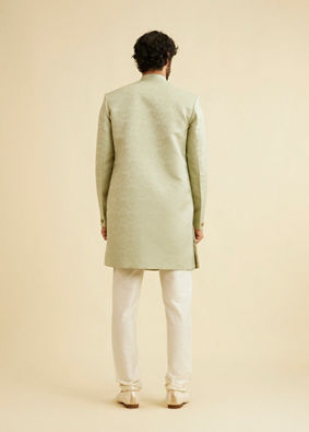 alt message - Manyavar Men Sage Green Achkan Indo Western image number 3