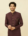 alt message - Manyavar Men Windsor Wine Medallion Patterned Indo Western Set image number 0