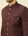 alt message - Manyavar Men Windsor Wine Medallion Patterned Indo Western Set image number 1