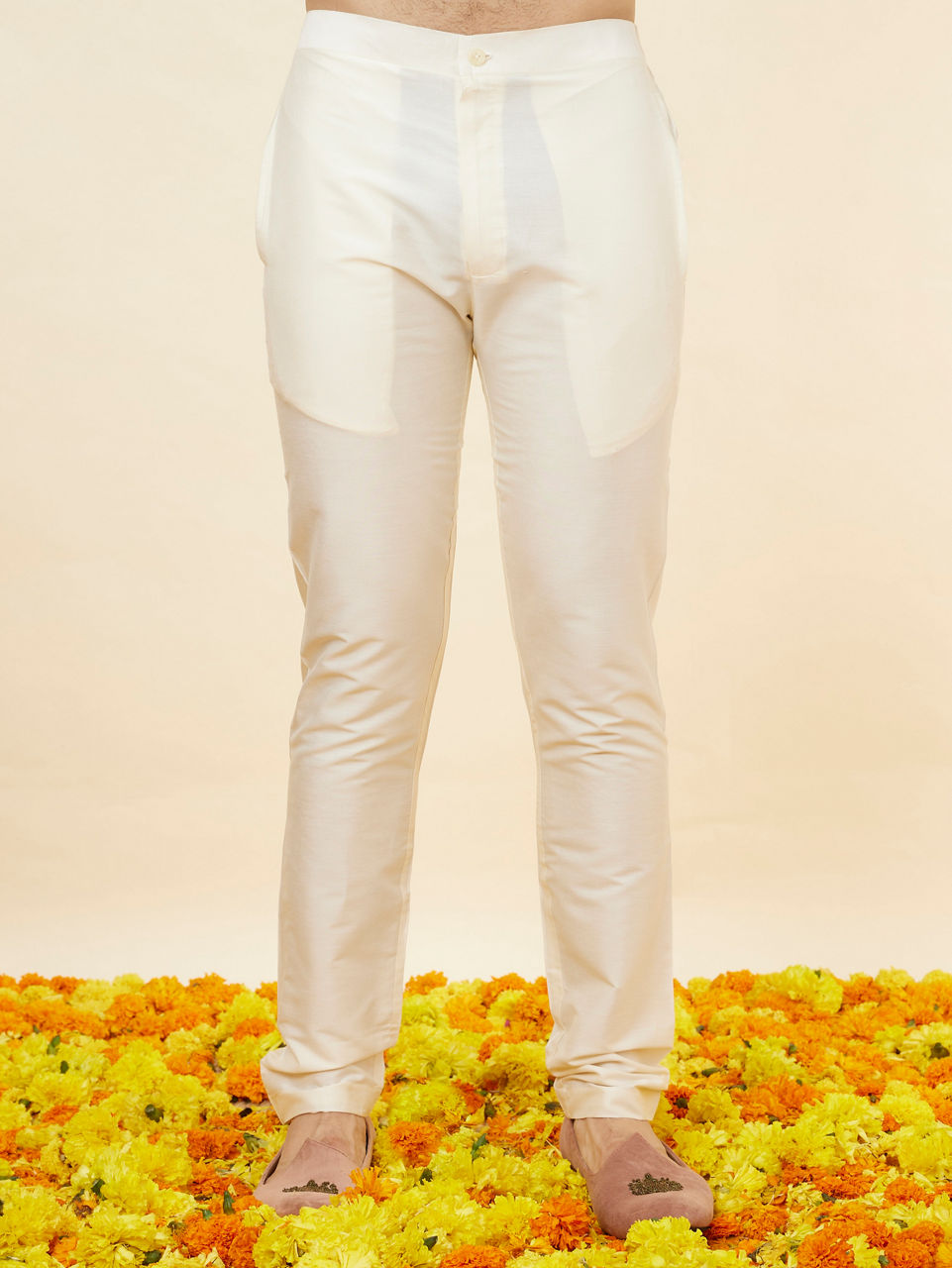 Manyavar Men Rose Pink Damask Pattern Indo Western Set