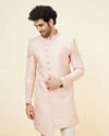 alt message - Manyavar Men Rose Pink Damask Pattern Indo Western Set image number 0