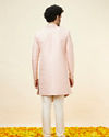 Manyavar Men Rose Pink Damask Pattern Indo Western Set