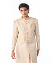 Manyavar Men Cream Self Design Indo Western