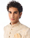 Manyavar Men Cream Self Design Indo Western