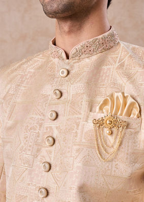 Manyavar Men Peach Spellbind Indo Western