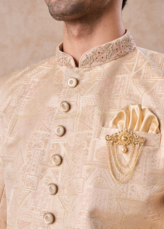Manyavar Men Peach Spellbind Indo Western