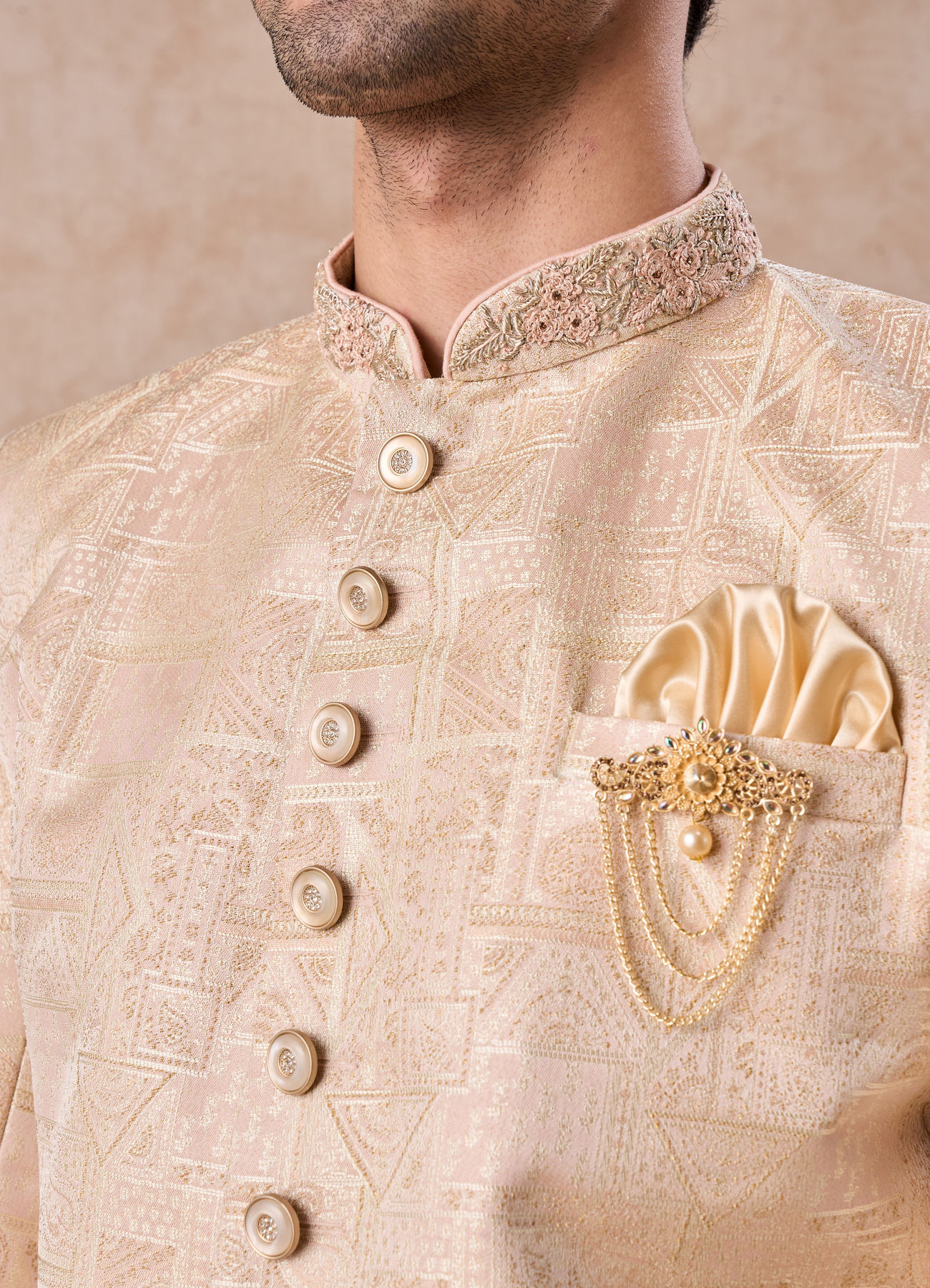 Manyavar Men Peach Spellbind Indo Western