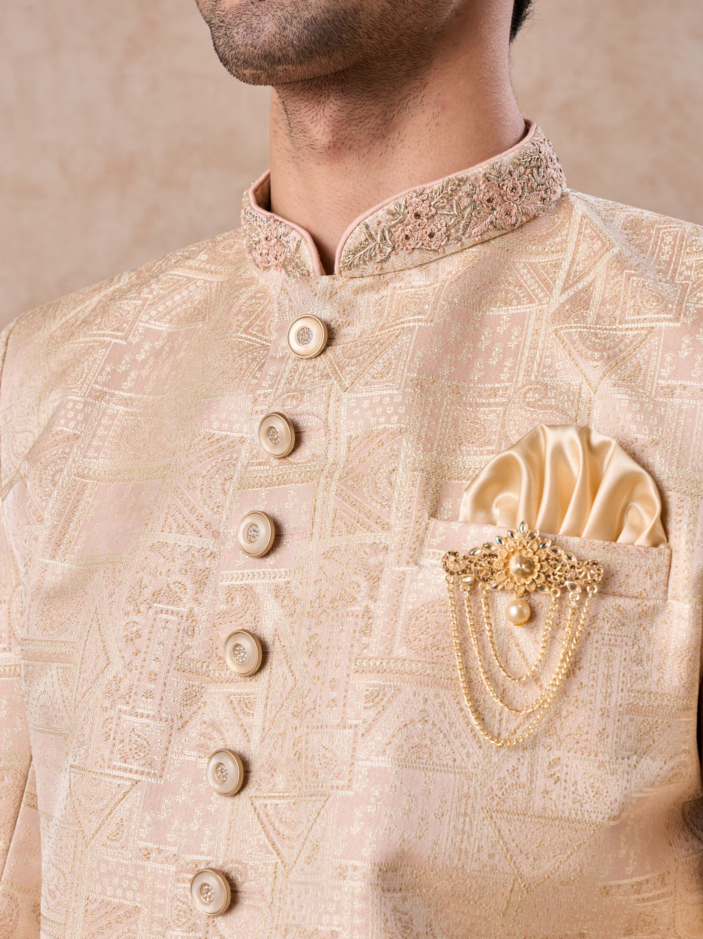 Manyavar Men Peach Spellbind Indo Western