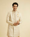 alt message - Manyavar Men Cream Self Design Indo Western image number 0