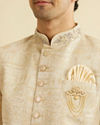 Manyavar Men Cream Self Design Indo Western