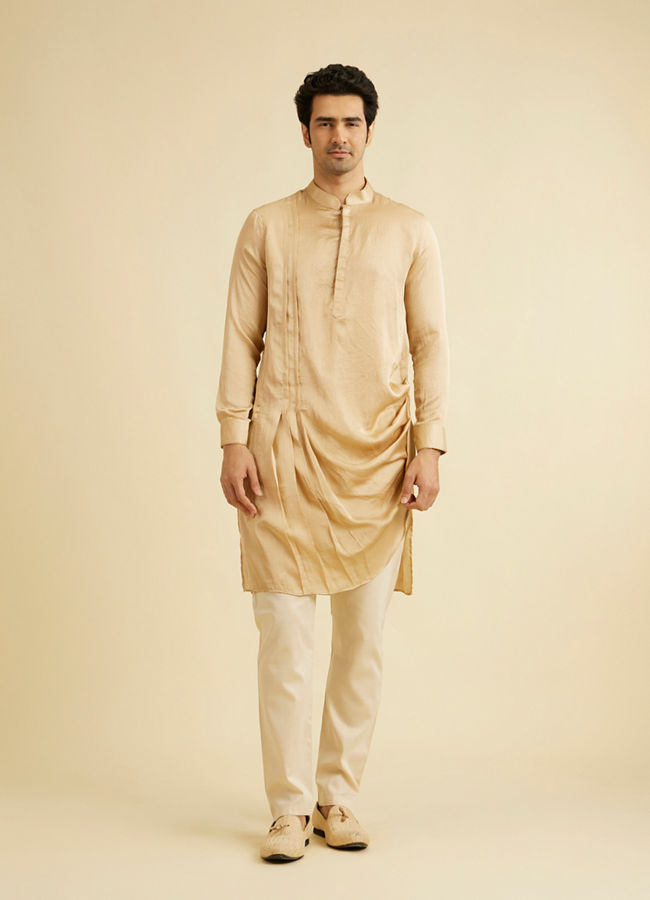 Manyavar Men Cream Self Design Indo Western