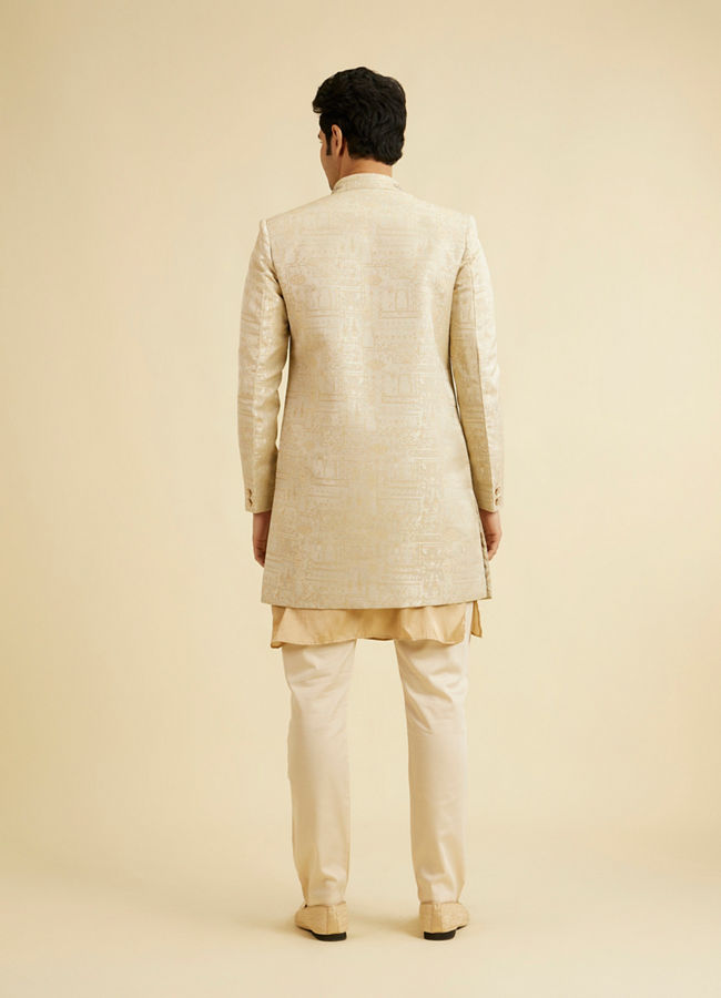 alt message - Manyavar Men Cream Self Design Indo Western image number 5