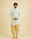 Manyavar Men Crystal Blue Indo Western Set image number 2