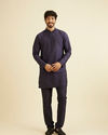 Manyavar Men Blue Sequined Indo Western Set