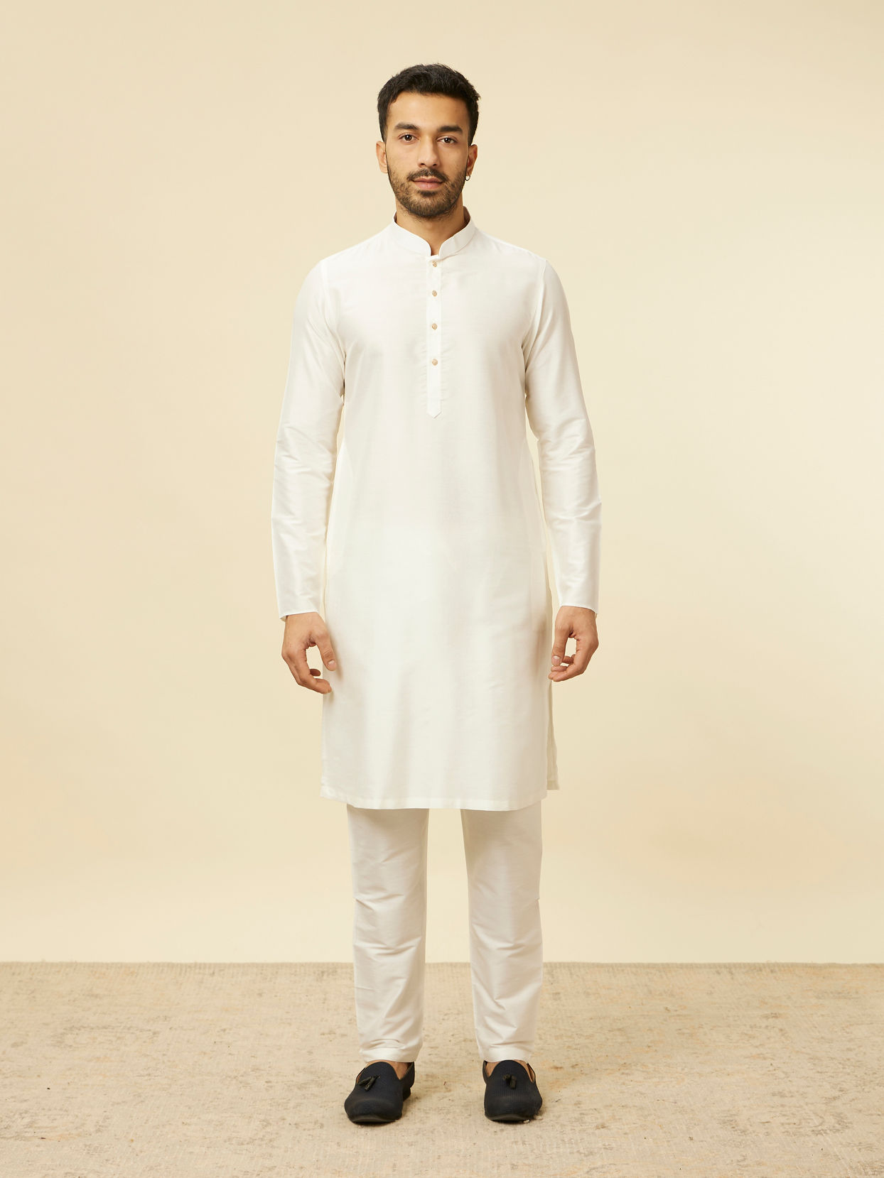 Manyavar Men Blue Brocade Jacquard Self Design Indo Western