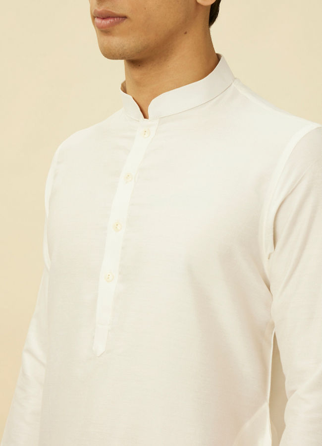 Manyavar Men Cream Pink Medallion Patterned Indo Western Set