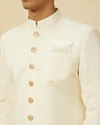 Manyavar Men Cream Pink Medallion Patterned Indo Western Set