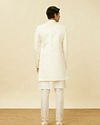 Manyavar Men Cream Pink Medallion Patterned Indo Western Set