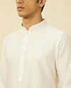 Manyavar Men Sage Green Medallion Patterned Indo Western Set