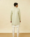 Manyavar Men Sage Green Medallion Patterned Indo Western Set