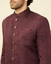 Manyavar Men Mauve Wine Medallion Patterned Indo Western Set