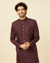 Manyavar Men Mauve Wine Medallion Patterned Indo Western Set image number 0