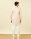 Manyavar Men Veiled Rose Pink Medallion Patterned Indo Western Set