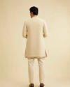 Manyavar Men Cream Beige Sequinned Layered Indo Western Set