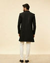 Manyavar Men Ebony Black Sequinned Layered Indo Western Set