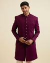 alt message - Manyavar Men Purple Sequinned Layered Indo Western Set image number 0