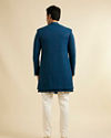Manyavar Men Teal Blue Sequinned Layered Indo Western Set