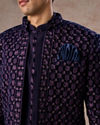 Manyavar Men Regal Purple Velvet Elegance Indo Western