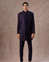 Manyavar Men Regal Purple Velvet Elegance Indo Western