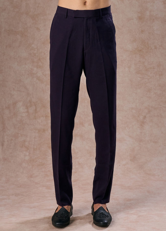 Manyavar Men Regal Purple Velvet Elegance Indo Western
