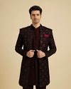 Maroon Red Indo Western Set with Chowkadi Motifs And Patra Work