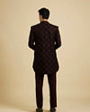 Manyavar Men Maroon Red Indo Western Set with Chowkadi Motifs