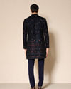 Manyavar Men Velveteen Dark Blue Radiance Indo Western