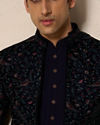 Manyavar Men Velveteen Dark Blue Radiance Indo Western