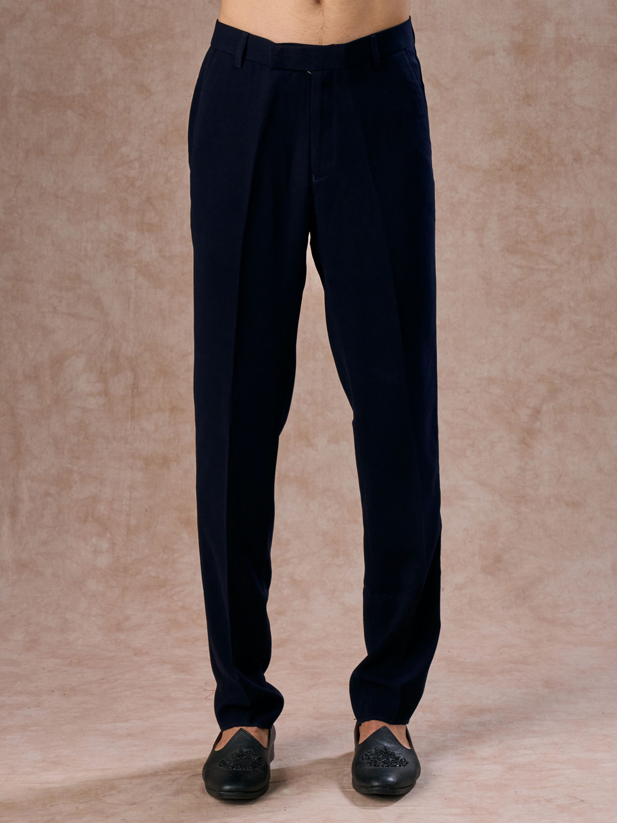 Manyavar Men Velveteen Dark Blue Radiance Indo Western