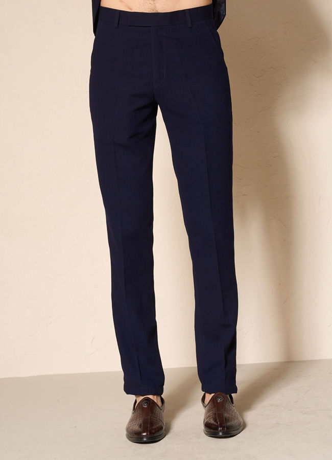 Manyavar Men Velveteen Dark Blue Radiance Indo Western