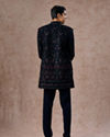 Manyavar Men Velveteen Dark Blue Radiance Indo Western