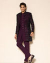 Manyavar Men Grape Velvet Splendor Indo Western
