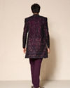 Manyavar Men Grape Velvet Splendor Indo Western