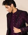 Manyavar Men Grape Velvet Splendor Indo Western
