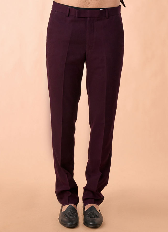 Manyavar Men Grape Velvet Splendor Indo Western