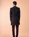 Manyavar Men Grape Velvet Splendor Indo Western