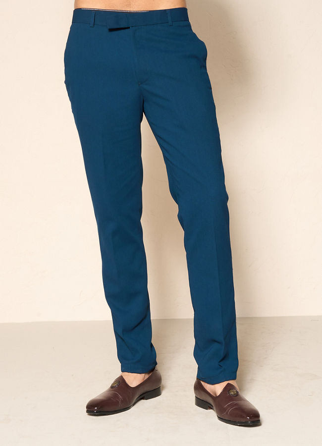 Manyavar Men Teal Green Velvet Indo Western Ensemble