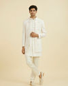 Manyavar Men Cream Georgette Elegance Indo Western