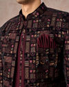 Manyavar Men Velvety Wine Indo Western Elegance