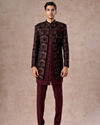 Manyavar Men Velvety Wine Indo Western Elegance